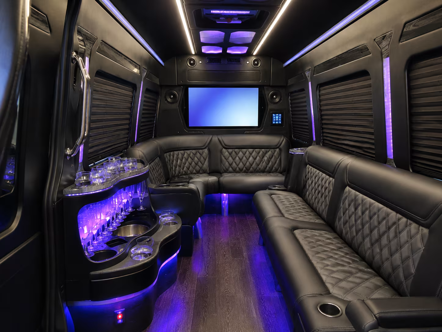 Mesa School Event Transportation party bus interior